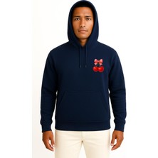Bahriyeli Collection Kapüşonlu Kiraz Cep Tasarımlı Unisex Sweatshirt