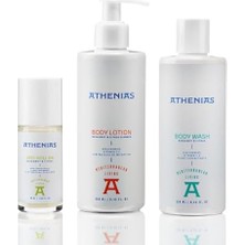 Mena Rise Athenıas Banyo Seti, Vücut Yıkama Jeli, Vücut Losyonu ve Deo Roll-On, 3'lü Set, Bergamot ve Narenciye