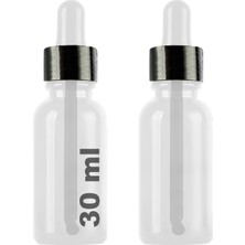 Afracam 30 ml Şeffaf Cam Damlalık Beyaz Serum Şişesi 30 cc Beyaz Siyah Kapaklı Dropper Cam Şişe 2 Adet