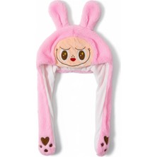 Netavantaj Pembe Labubu Figürlü Işıklı Hareketli Peluş Şapka