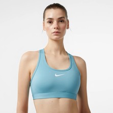Nike Swoosh Medium Support Kadın Mavi Bra (Dar Kalıp)