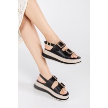 Bukond Günlük Kadın Sandalet Çift Tokalı Yumuşak Rahat Ortopedik