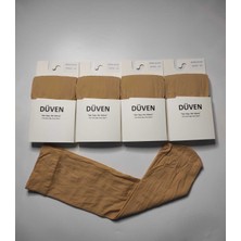 Düven 4 Çift Mat Dokulu 40 Den Orta Kalın Mus Açık Ten Dizaltı Pantolon Çorap