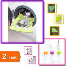 Hereveoyuncak Büyük Boy Sarı Ayakkabı Yıkama Filesi + Kablo Sabitleyici Aparat (6 Adet) - 2li Set M5L0F0