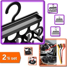 Hereveoyuncak Kravat ve Şal Askısı Siyah + 3 Adet Banyo Temizlik Fırça Seti (Bakır Demir Plastik) - 2li Set G7B8M7