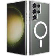 Mena Rise Happy Galaxy S25 Ultra Uyumlu Kablosuz Şarj Özellikli Şeffaf Kılıf Silikon Sararmaya Dayanıklı Kalın Koruyucu Güçlü Manyetikli Hybrid Kılıf (S25 Ultra)