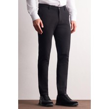 İmza Siyah Yan Cep Düz Paça Pamuklu Slim Fit Chino Casual Pantolon 1003255161