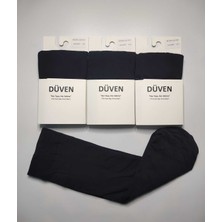 Düven Mat Dokulu 40 Den Orta Kalın Mus Lacivert 3'lü Dizaltı Pantolon Çorap