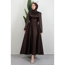 Giza Store Nazlı Tesettür Elbise Acı Kahve