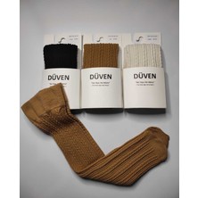Düven 3'lü Paket Yumuşacık Dokusu Klasik Örgü Deseniyle Kalın Kışlık Renkli Dizaltı Çorap