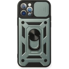 Evolvera Iphone 12 Pro Kılıf Pars Lens Yüzüklü Silikon - Yeşil