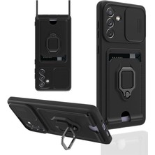 Evolvera Samsung Galaxy A04S Kılıf Zuma Kartvizitli Yüzüklü Silikon - Siyah