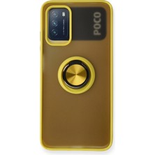 Evolvera Xiaomi Redmi 9t Kılıf Montreal Yüzüklü Silikon Kapak - Sarı