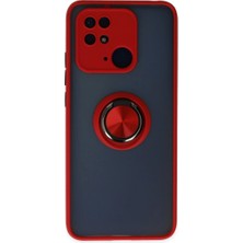 Evolvera Xiaomi Poco C40 Kılıf Montreal Yüzüklü Silikon Kapak - Kırmızı