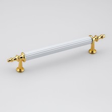 Badem10 Ovacık 128 mm Gold Altın Beyaz Metal Kulp Mobilya Çekmece Dolap Kapak Kulpu Dayanıklı Kulbu Kulpları