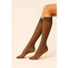 Düven Kadın Diz Altı Pantolon Çorap Orta Kalın Micro 40 Vizon Mat Mus Çorap