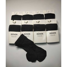 Düven 8'lı Kadın Siyah Rengi Orta Kalın Mevsimlik Muz 40 Den Soket Kısa Çorap