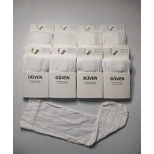 Düven 8 Çift Mat Dokulu 40 Den Orta Kalın Mus Beyaz Dizaltı Pantolon Çorap