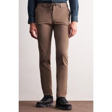 İmza Koyu Vizon Yan Cep Düz Paça  Slim Fit Chino Casual Pantolon 1003255158