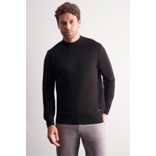 İmza Siyah Yarım Balıkçı Yaka Uzun Kol Cepsiz Comfort Fit Classic Pamuklu Triko Kazak 1012255208