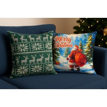 Limon Soft Çift Tarafı Baskılı Candy Christmas Desenli 2'li Set Kadife Kırlent Kılıfı Yılbaşı - Noel