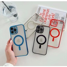 Mena Rise Tia Aks iphone 13 Pro Için Kablosuz Şarj ile Uyumlu, Kamera Lens Korumalı Lazer Kılıf Mavi