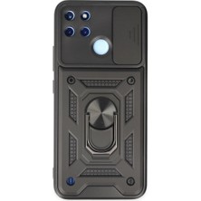 Evolvera Realme C25Y Kılıf Pars Lens Yüzüklü Silikon - Siyah