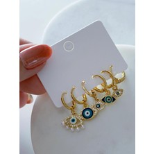 6 Adet Göz Zirkon Taşlı Lüks Çelik Küpe