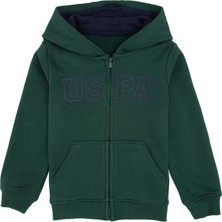U.S. Polo Assn. Erkek Çocuk Koyu Yeşil Fermuarlı Kapüşonlu Sweatshirt 50313844-VR079