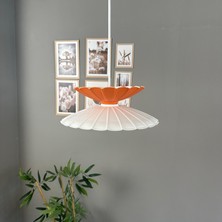 Bamyum Rubby Beyaz-Turuncu Metal Tekli Avize Mutfak Modern Dekoratif Sarkıt Aydınlatma