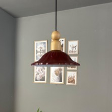 Bamyum Ralivo Vişne Çürüğü Metal Avize Tekli Kalın Ahşap Boncuk Başlık Mutfak Dekoratif Sarkıt Aydınlatma