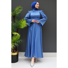 Giza Store Nazlı Tesettür Elbise Mavi
