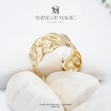 Shine of Magic Jewelry Golden Wave Bracelet | Çelik Bileklik