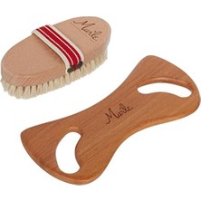 Mena Rise MAR'LE%100 Doğal At Kılı Selülit Fırçası ve Ahşap Selülit Masaj Aleti