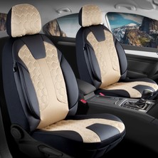 Startcar Ford Fusion Deri Detaylı Oto Koltuk Kılıfı Ön Arka Set Cyrus Seri Siyah Bej Scr
