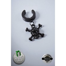 Lynare Sıkıştırmalı Mıknatıslı Kuru Kafa Model Sallantılı Erkek 316L Çelik Küpe 1 Adet