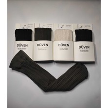 Düven 4'lü Paket Yumuşacık Dokusu Klasik Örgü Deseniyle Kalın Kışlık Renkli Dizaltı Çorap