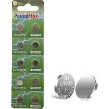 Mena Rise 10X Ag9 (LR45, LR936, 394) 1.5V - Poundmax Alkalin Düğme Piller | 1x 10'lu Paket