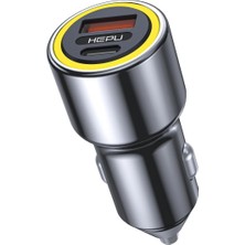 Mena Rise HP-782 Araç Içi Şarj Cihazı 3.1A Pd 48 Watt Hızlı Şarj Aleti Metal Çakmaklık Şarj Type C 2-Port Işıklı