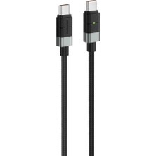 Mena Rise XS03 240W LED Işıklı Type-C To Type-C Şarj ve Kablosu Ip Örgülü
