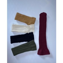 Düven Kadın Dizaltı Renkli Desenli Pantolon Çorap / 5 Adet Kabartma Knıt Örgü Kışlık Çorap