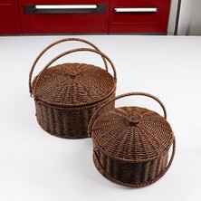 Mena Rise Wicker Serisi Hasır Örme 2'li Piknik Sepeti