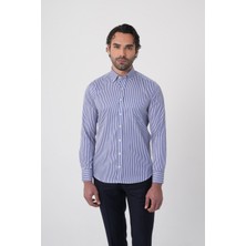 Bisse Uzun Kollu Paşa Yaka Regular Fit Erkek Lacivert Gömlek GMCZG252069_C39