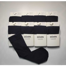 Düven 8 Çift Mat Dokulu 40 Den Orta Kalın Mus Lacivert Dizaltı Pantolon Çorap