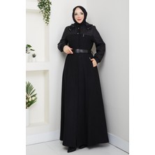 Doque Kışlık Kaşe Kadın Siyah Manto Genç Spor Büyük Beden 58003