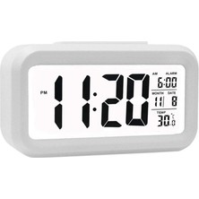 Shopwave Akıllı Dijital Masa Saati Alarmlı Karanlık Sensörlü Fotoselli Beyaz