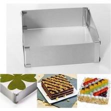 Mena Rise Kare Kek Kalıbı -  Ayarlanabilir Kelepçeli Paslanmaz Metal