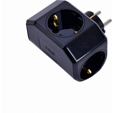 Viko Yonca Plus Üçlü Topraklı Priz Siyah 4 Adet