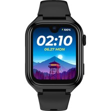 Mena Rise Tiger Kids Akıllı Çocuk Saati, Görüntülü Görüşme, Amoled Ekran,, Gps, 5mp Kamera, IP68 Su Geçirmez, Uzun Pil Ömrü, Sos, Dokunmatik Ekran, 4g, Silikon Kayış, Siyah
