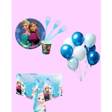 Evabrite Frozen Elsa Doğum Günü Parti Seti - Kız Çocuk Doğum Günü Parti Süsleri 16 Kişilik
